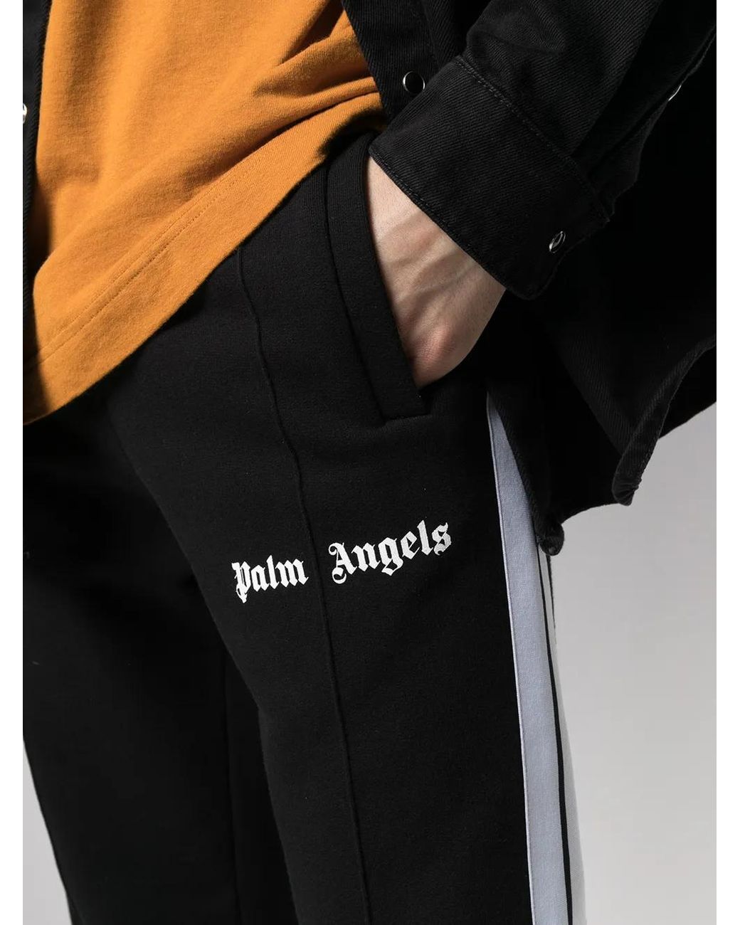 Palm Angels Black Fleece Track Pants for men