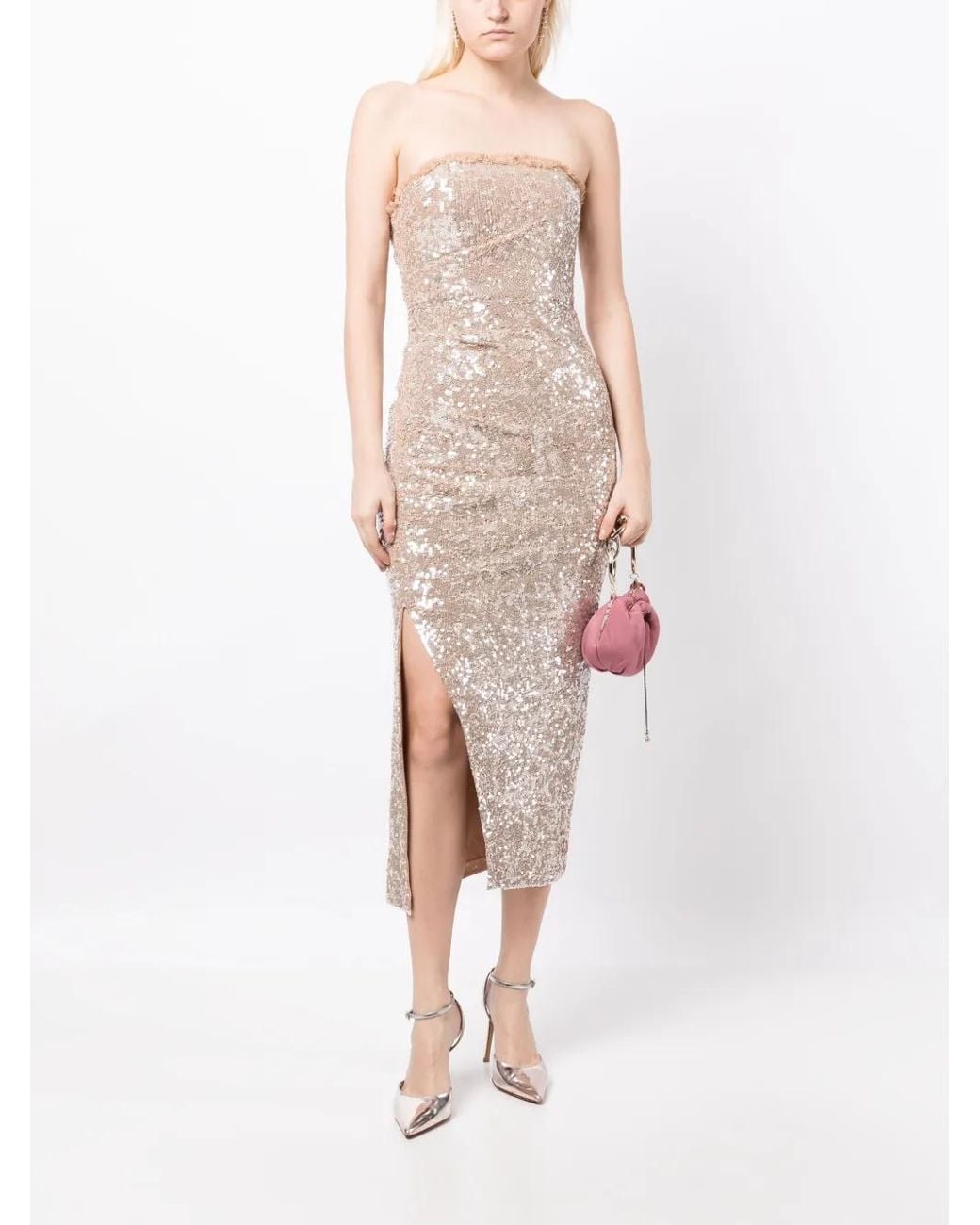 Needle & Thread Natural Stellar Gloss Strapless Dress