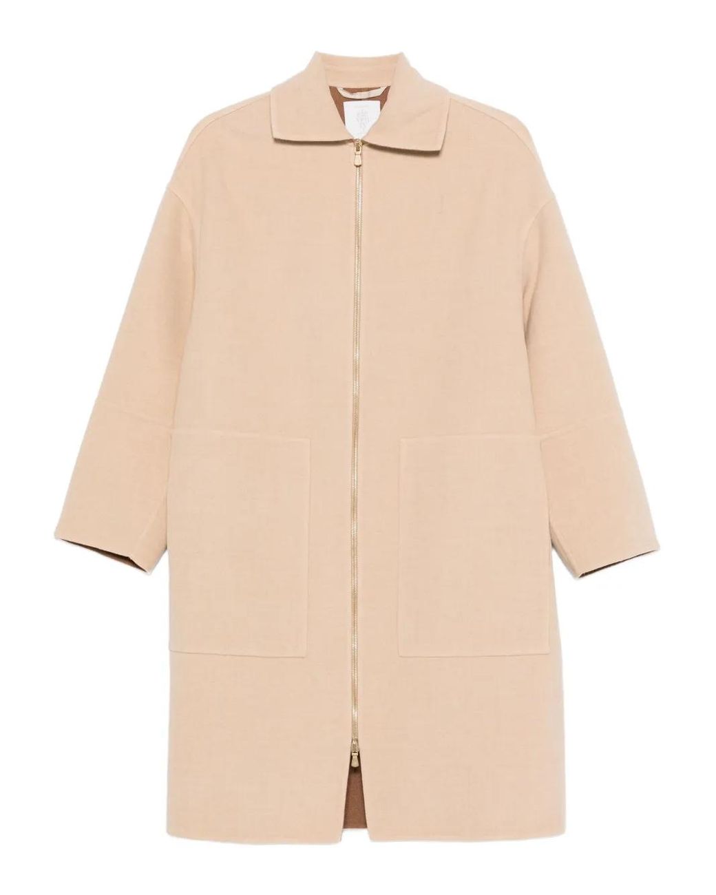 Eleventy Natural Pocket Zip-Front Coat