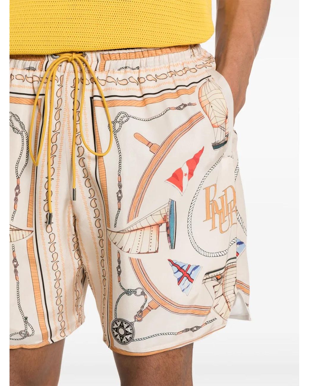 Rhude Natural Nautica Silk Shorts for men
