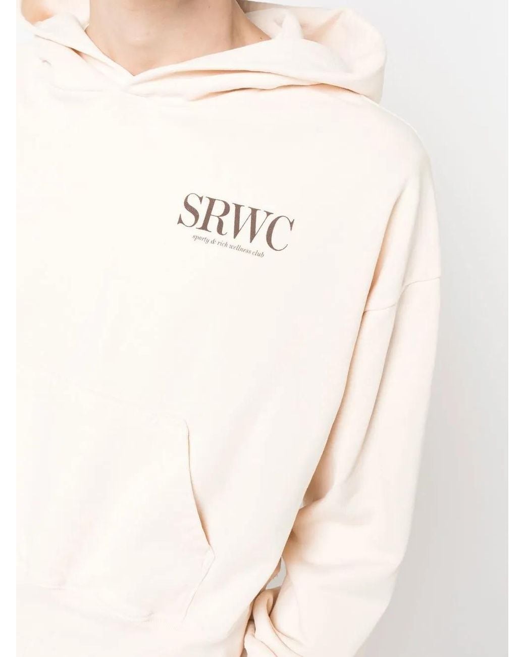 Sporty & Rich White Logo-Print Long-Sleeve Hoodie for men