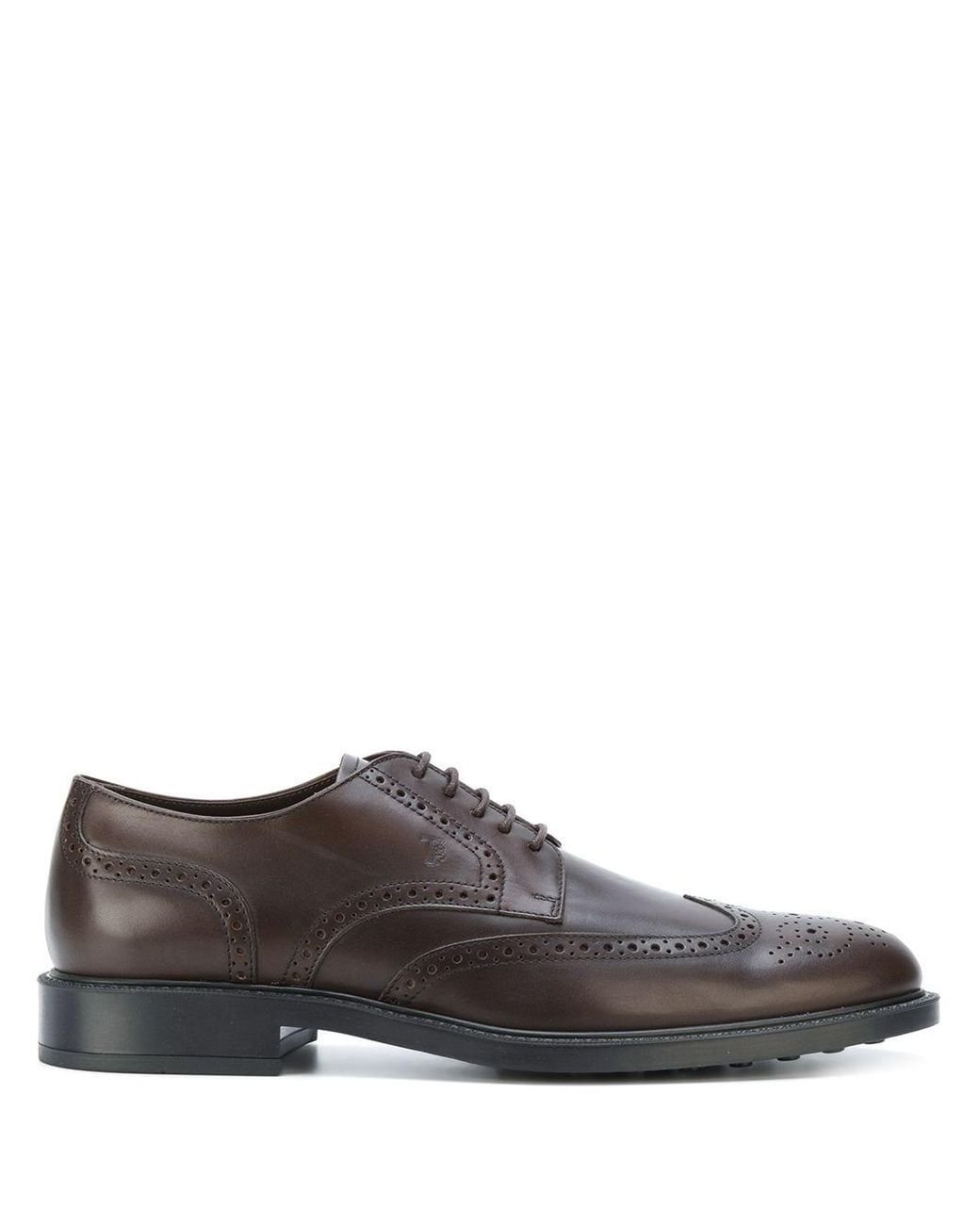 Tod's Leather Brogue Shoes in Brown for Men - Lyst
