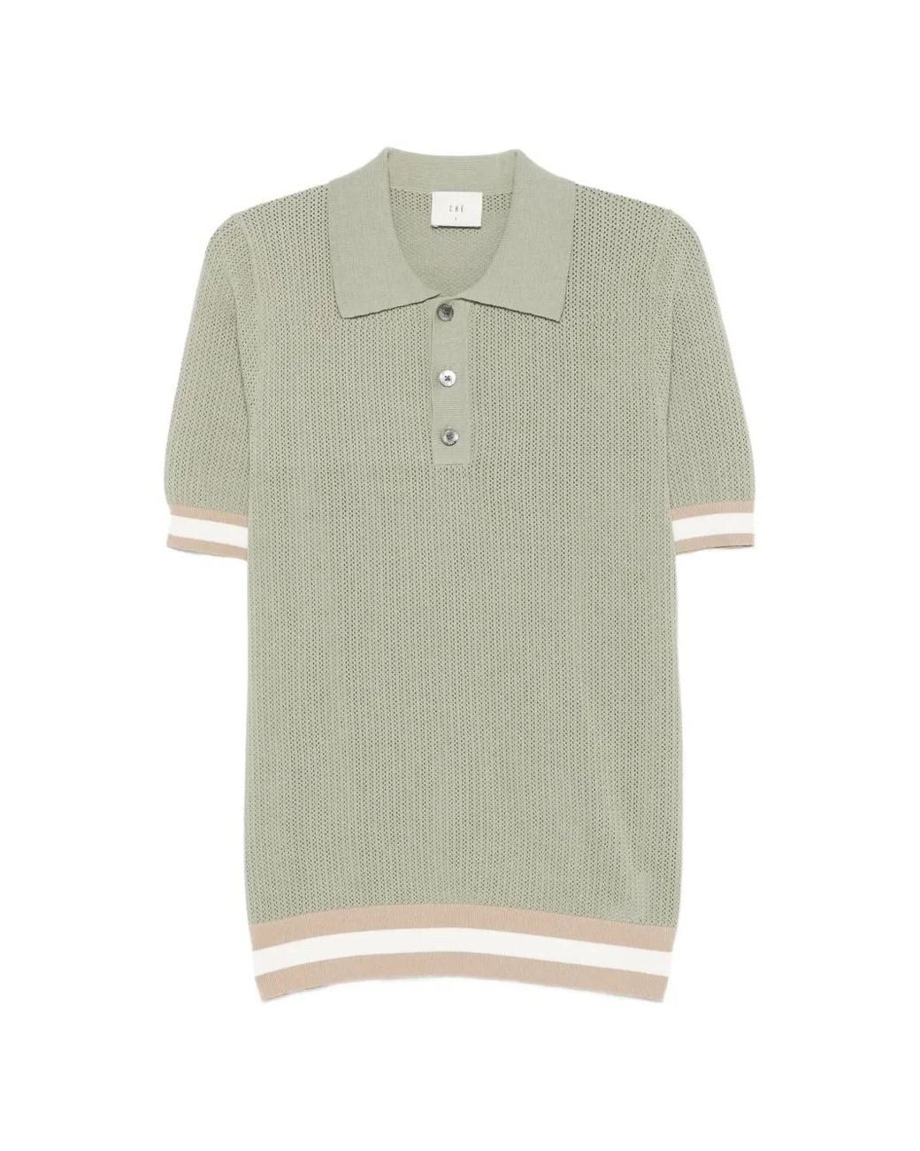 CHE Green Cotton Open Knit Quinn Polo for men