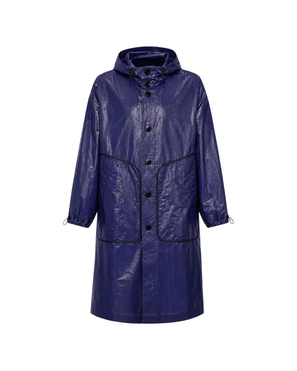 Dolce & Gabbana Blue Crinkled-Effect Hooded Raincoat for men