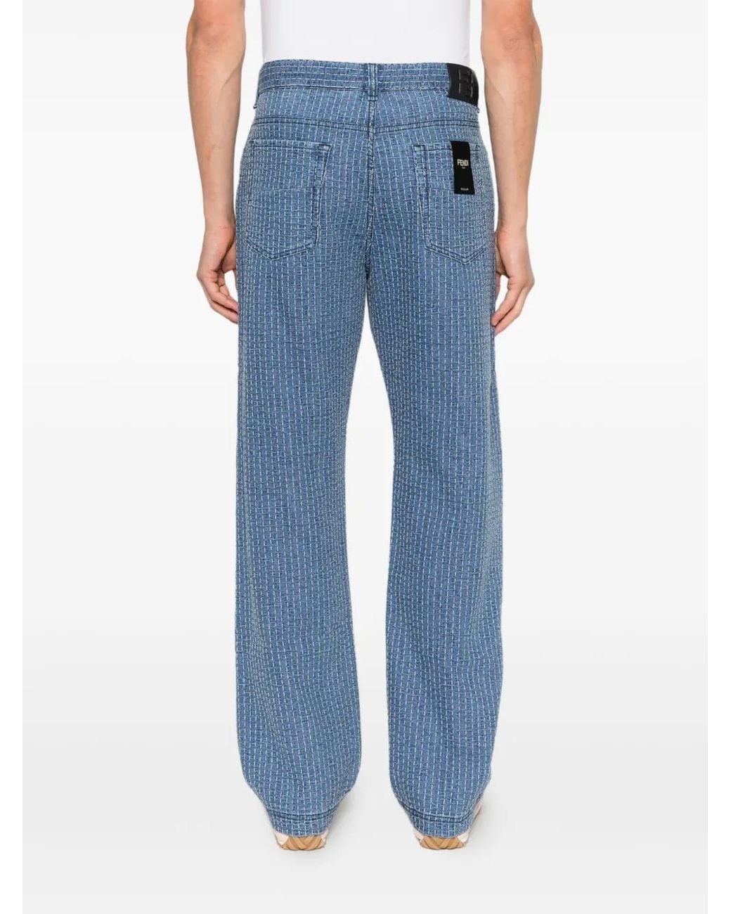 Fendi Blue Contrast-Stitch Jeans for men