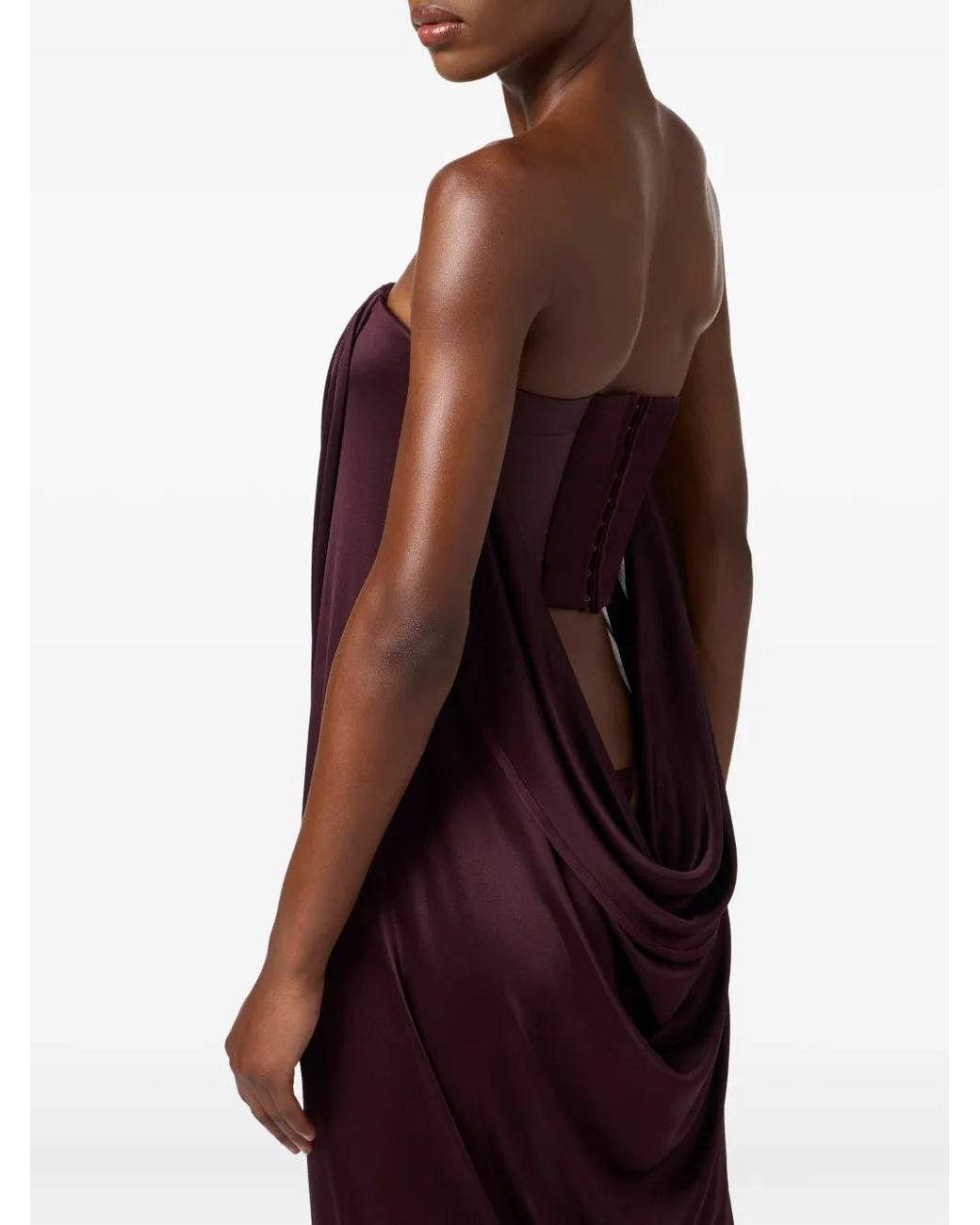 Elisabetta Franchi Purple Draped Jersey Maxi Dress