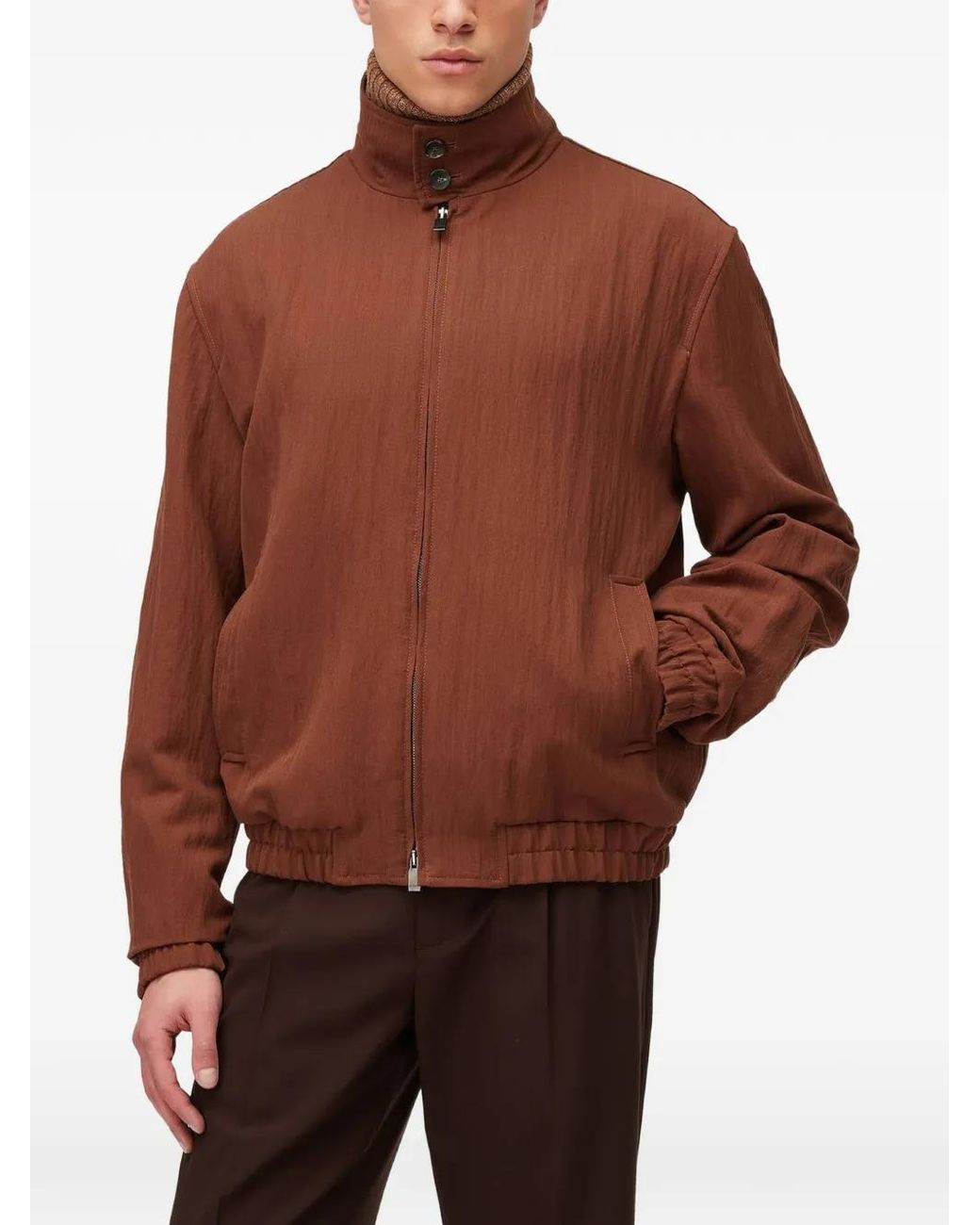 RETORI Brown Wrinkled-Effect Bomber Jacket