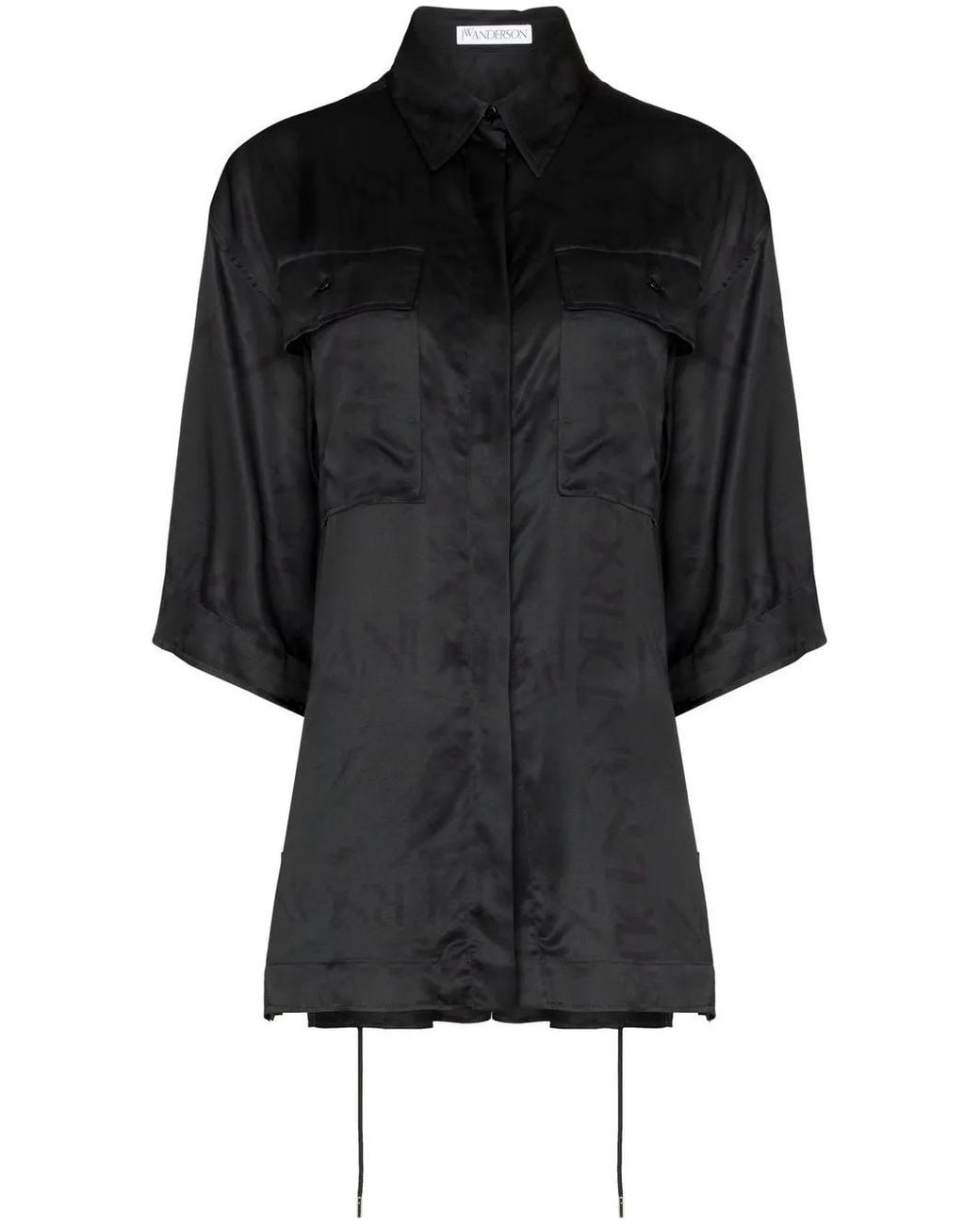 J.W. Anderson Black Logo-Print Drawstring Shirt