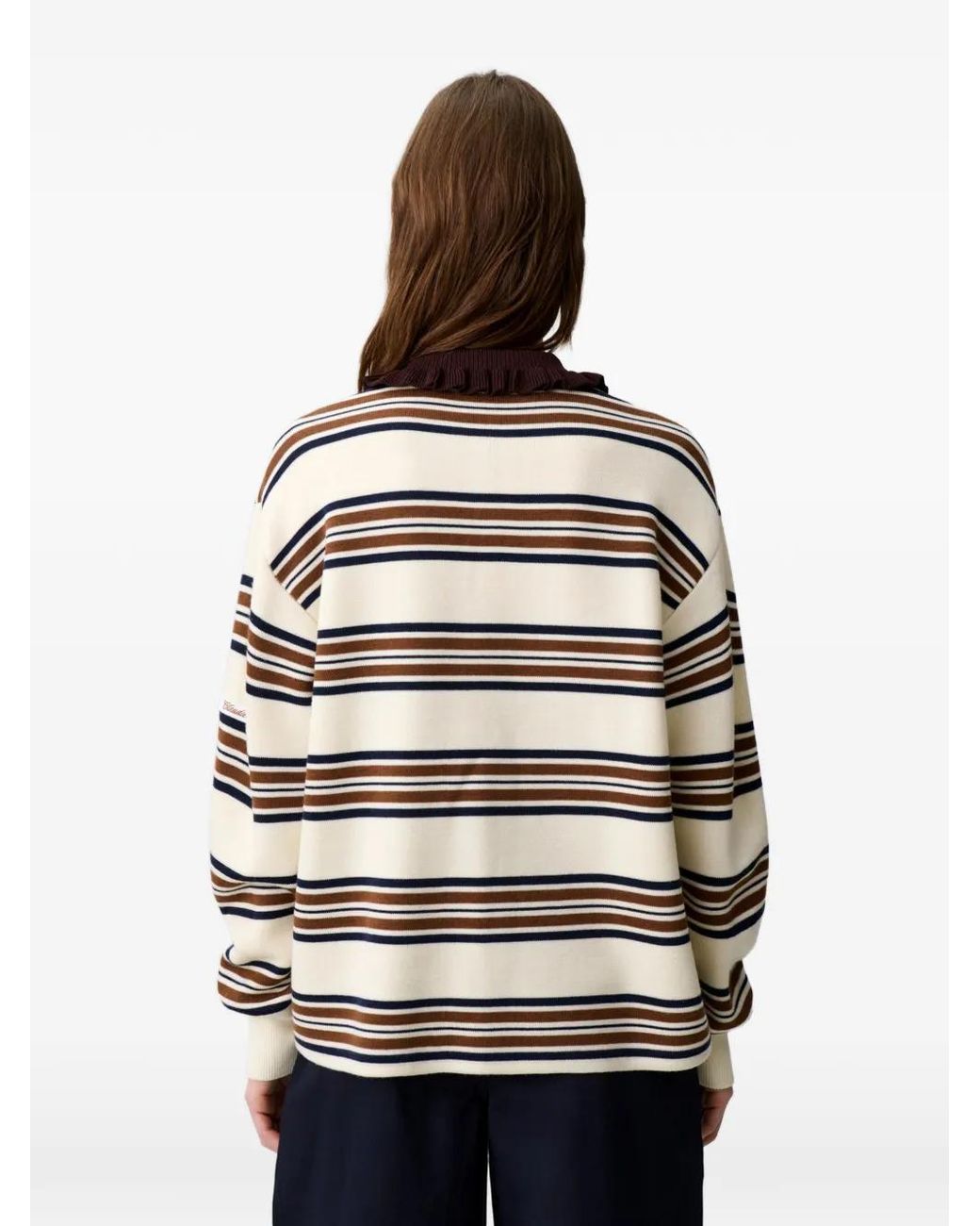 Claudie Pierlot Multicolor Polo Rayé À Col Volanté