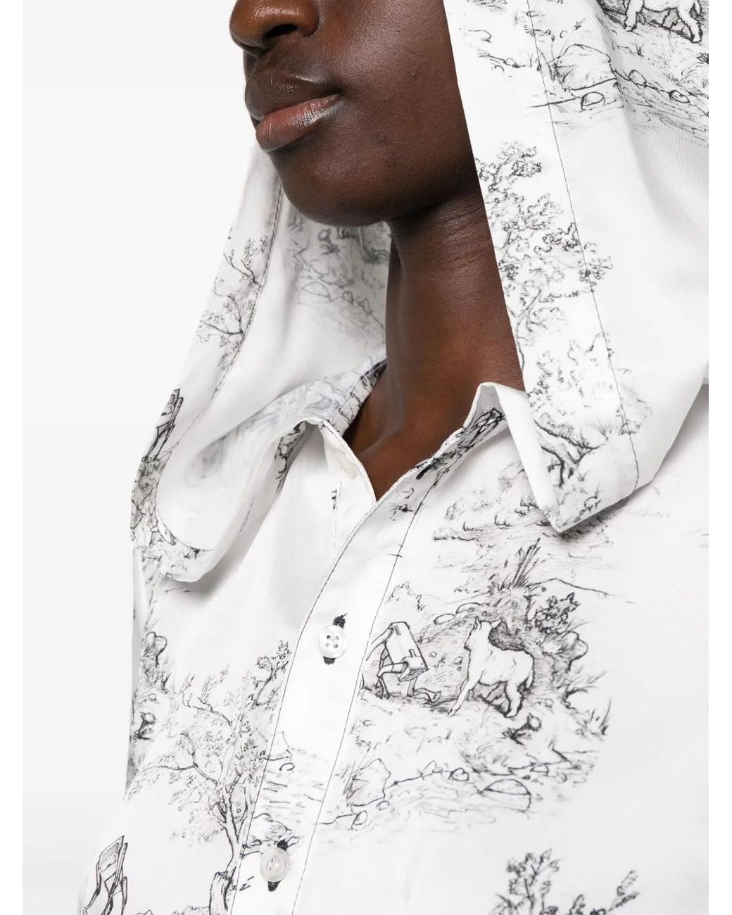 Coperni White Graphic-Print Hooded Blouse
