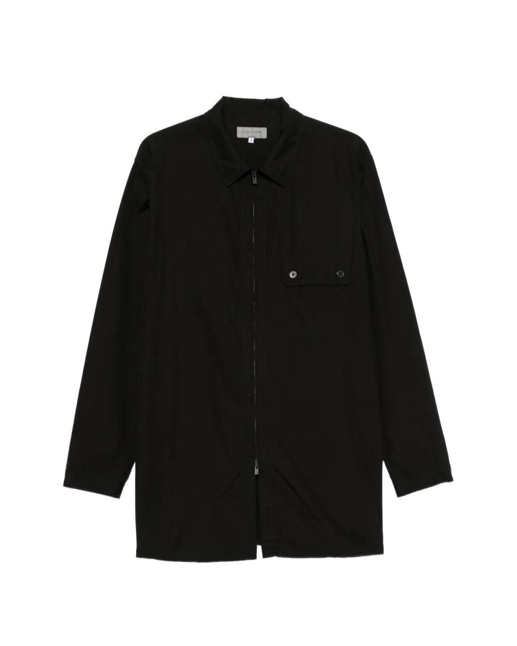 Yohji Yamamoto Black Zip-Fastening Flap-Pocket Shirt for men