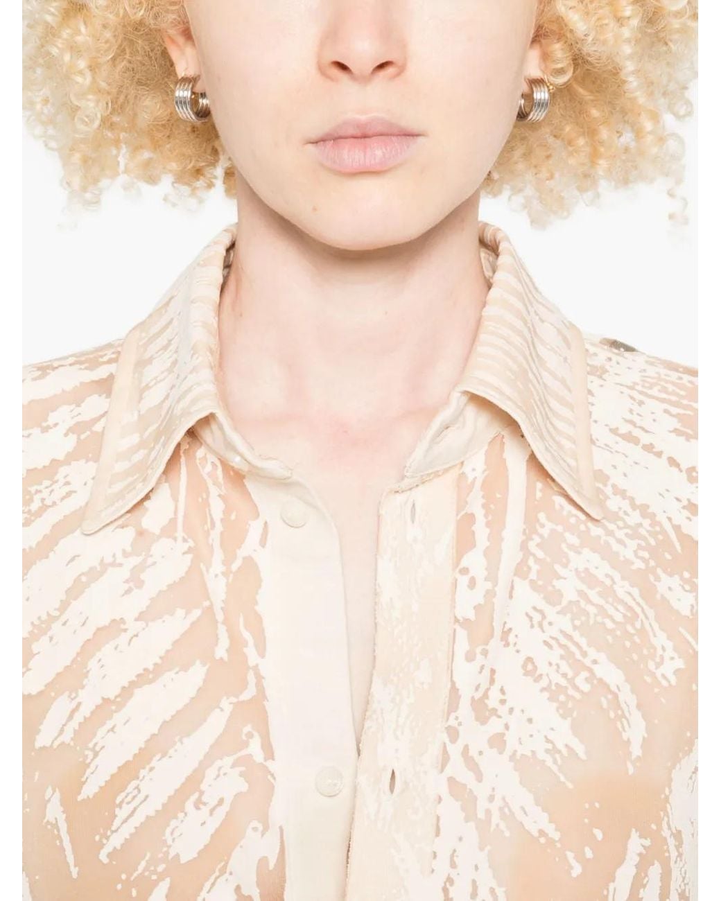DIESEL Natural Abstract-Print Long-Sleeve Blouse