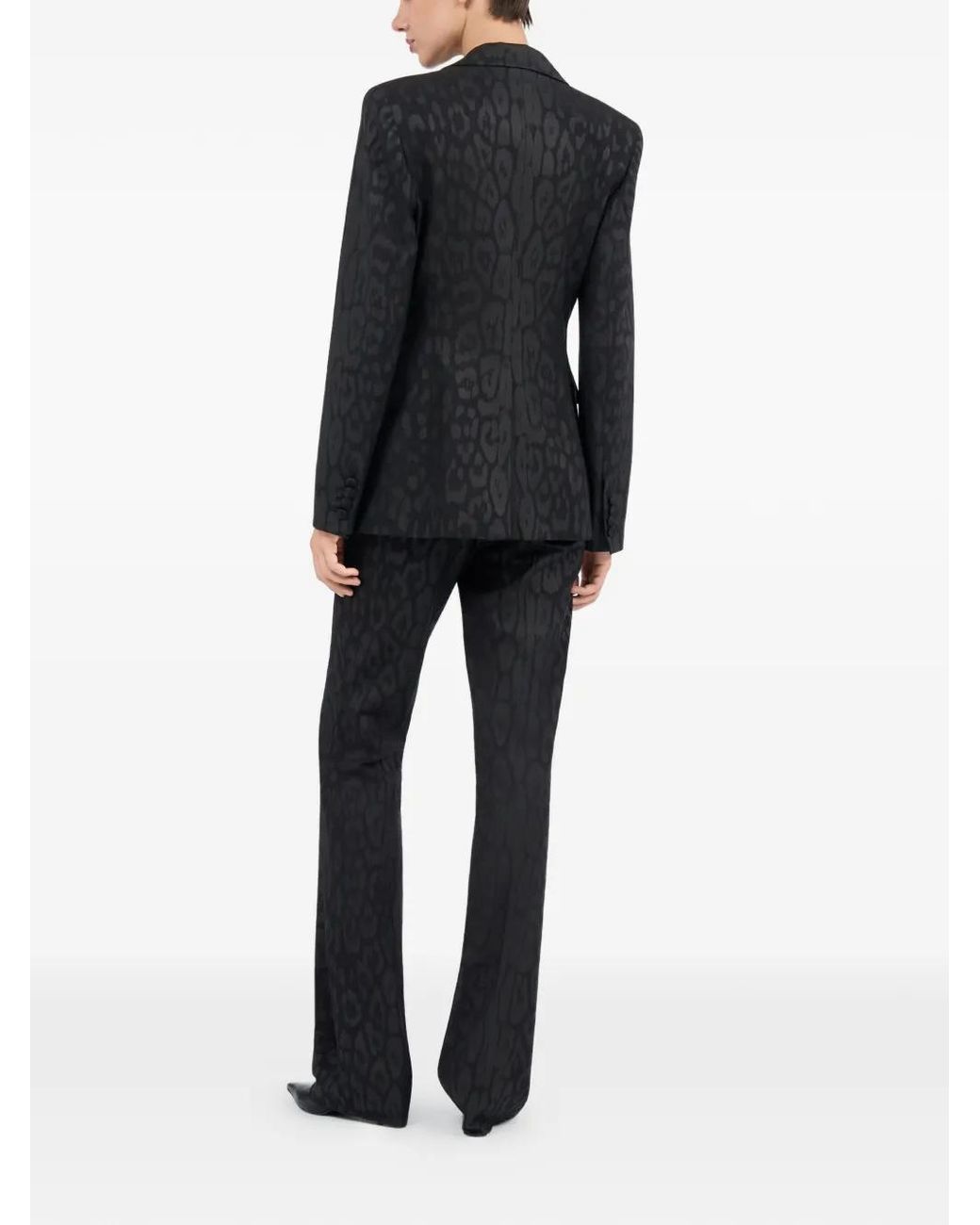Roberto Cavalli Black Animal-Print Single-Breasted Jacket