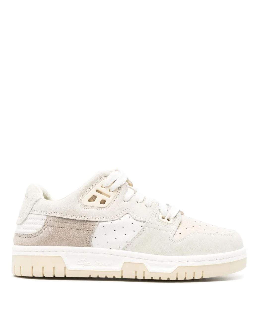 Acne White Crinkled Panelled Suede Sneakers