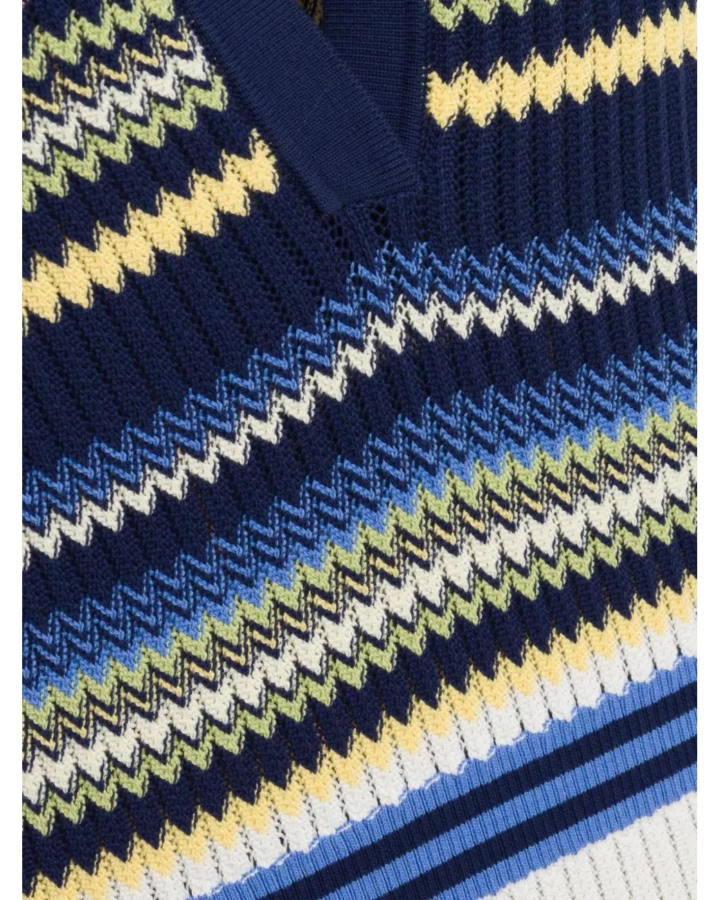 Jonathan Simkhai Blue Robe Mi-Longue Kerrin À Chevrons