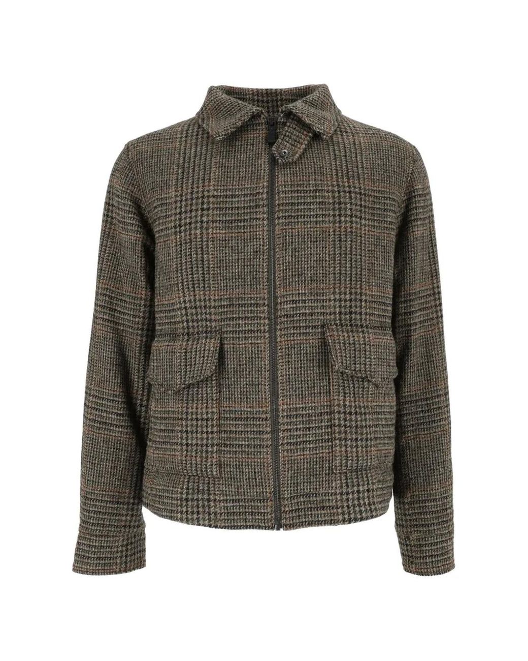 Aspesi Green Prince Of Wales Check Wool Jacket for men