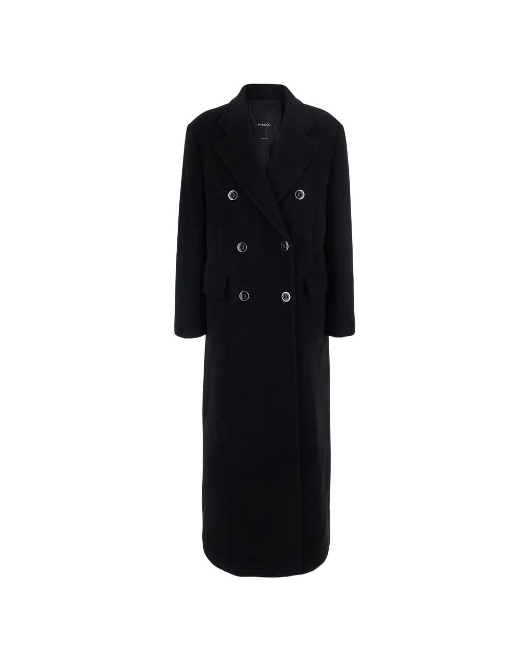 Pinko Black Covent Long Double-Breasted Coat