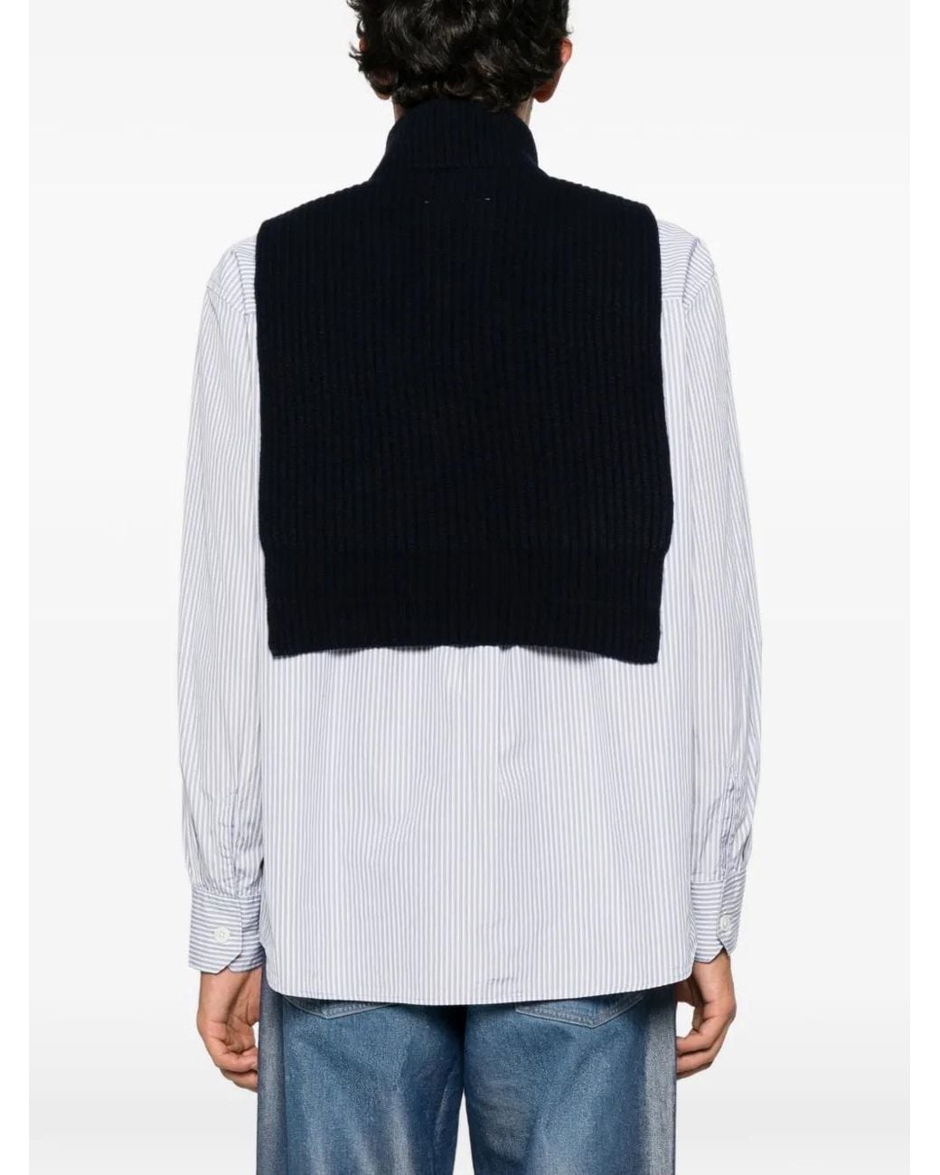 MM6 by Maison Margiela Black Ribbed-Knit Half-Zip Sweater for men