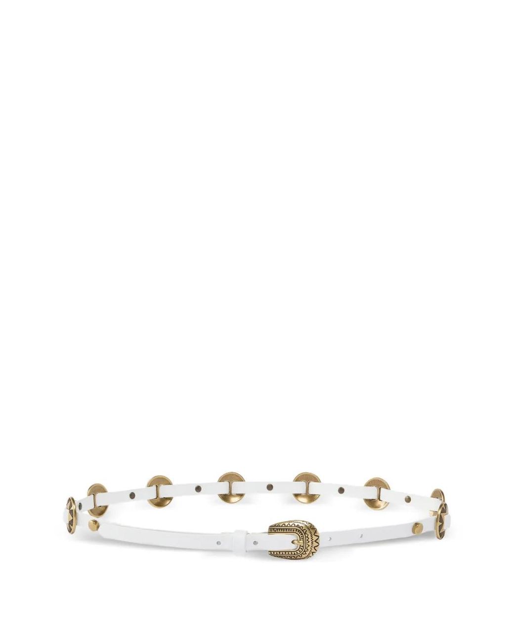 Pinko White Pasco Belt With Engraved Metal Plates 1Cm