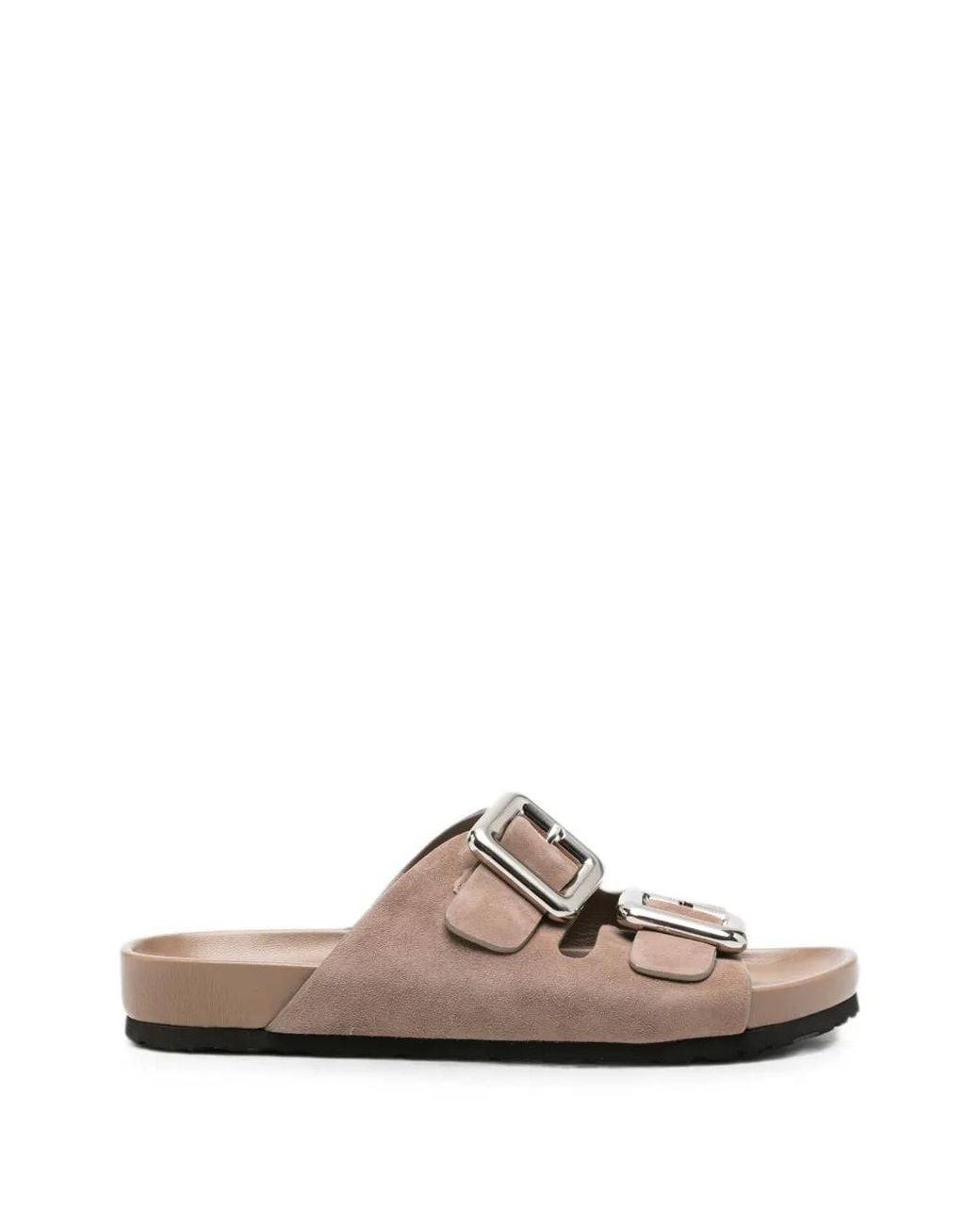 SERGIO MORETTI FIRENZE Brown Buckle-Fastening Suede Slippers