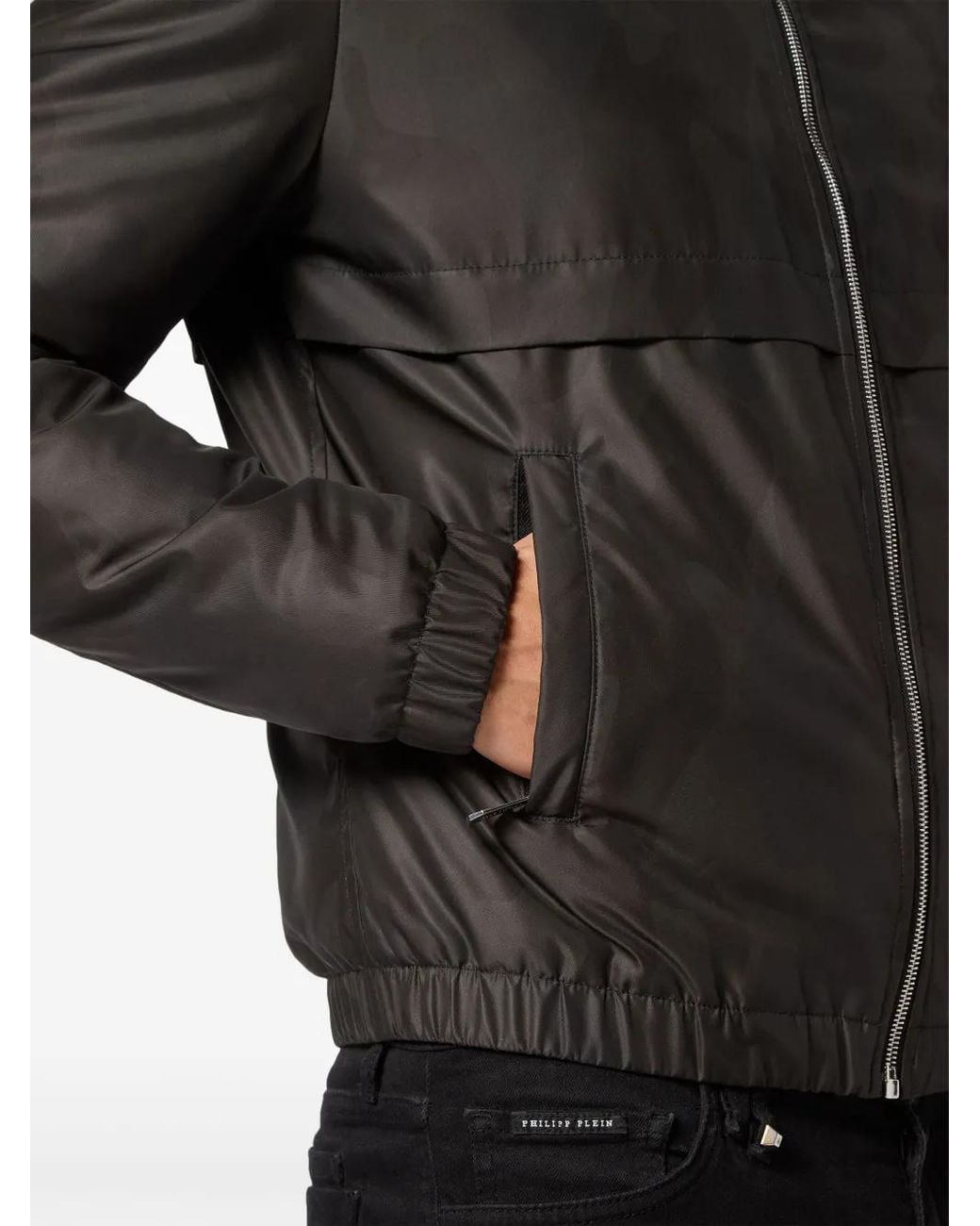 Philipp Plein Black Camouflage-Print Hooded Jacket for men