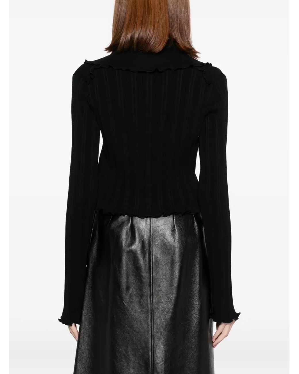 Jil Sander Black Frilled Cardigan