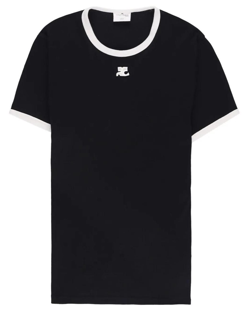 Courreges Black Bumpy Contrast T-Shirt for men