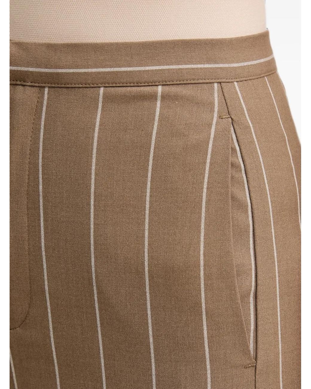 Benetton Natural Pantalon Ample À Fines Rayures