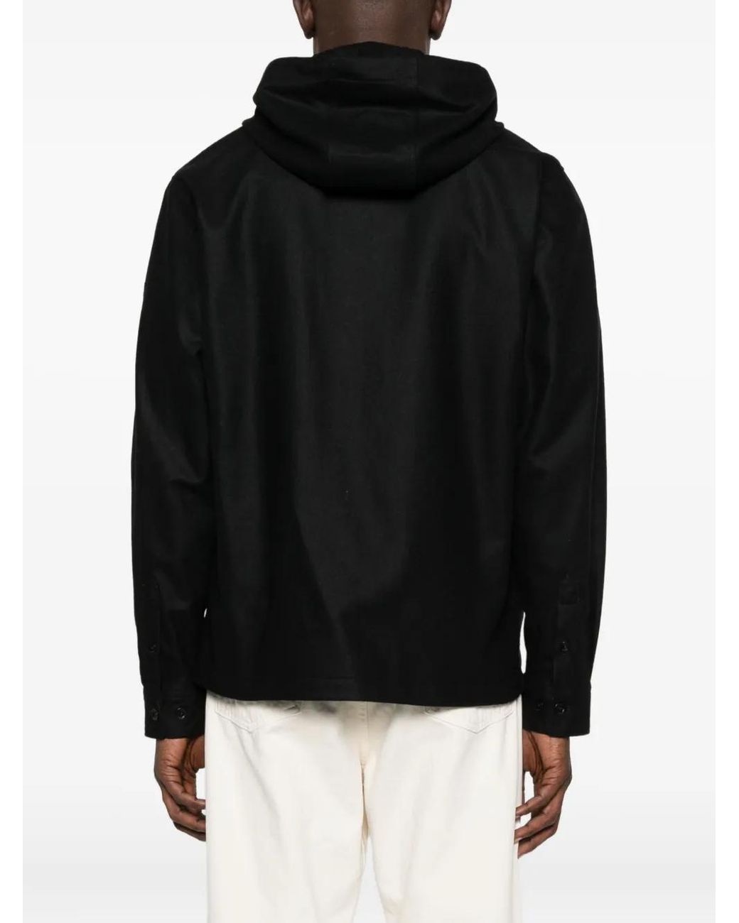 C P Company Black Flap-Pocket Hooded Jacket for men