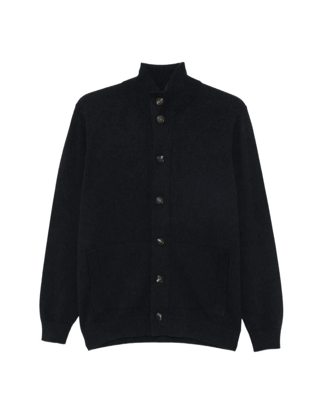 FILIPPO DE LAURENTIIS Black Button-Up Wool Sweater for men