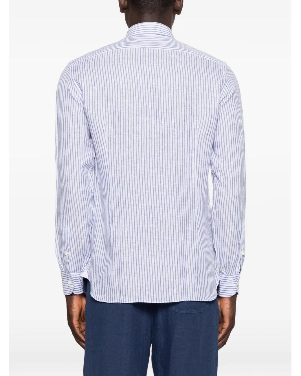 Truzzi White Striped Buttoned Shirt for men