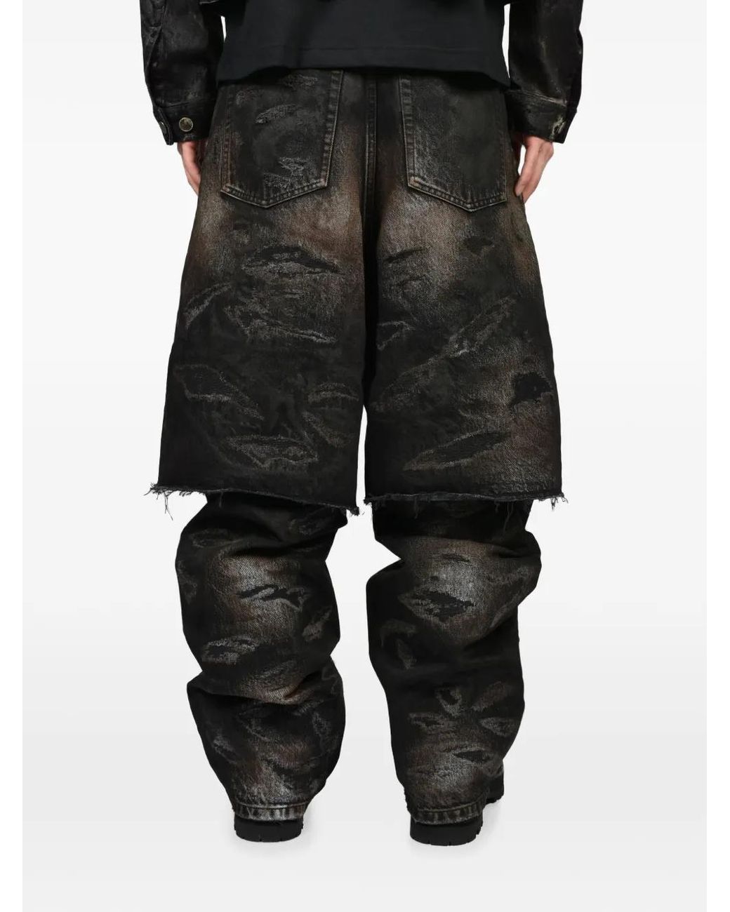 FILTH Black Distressed Layered Shorts for men