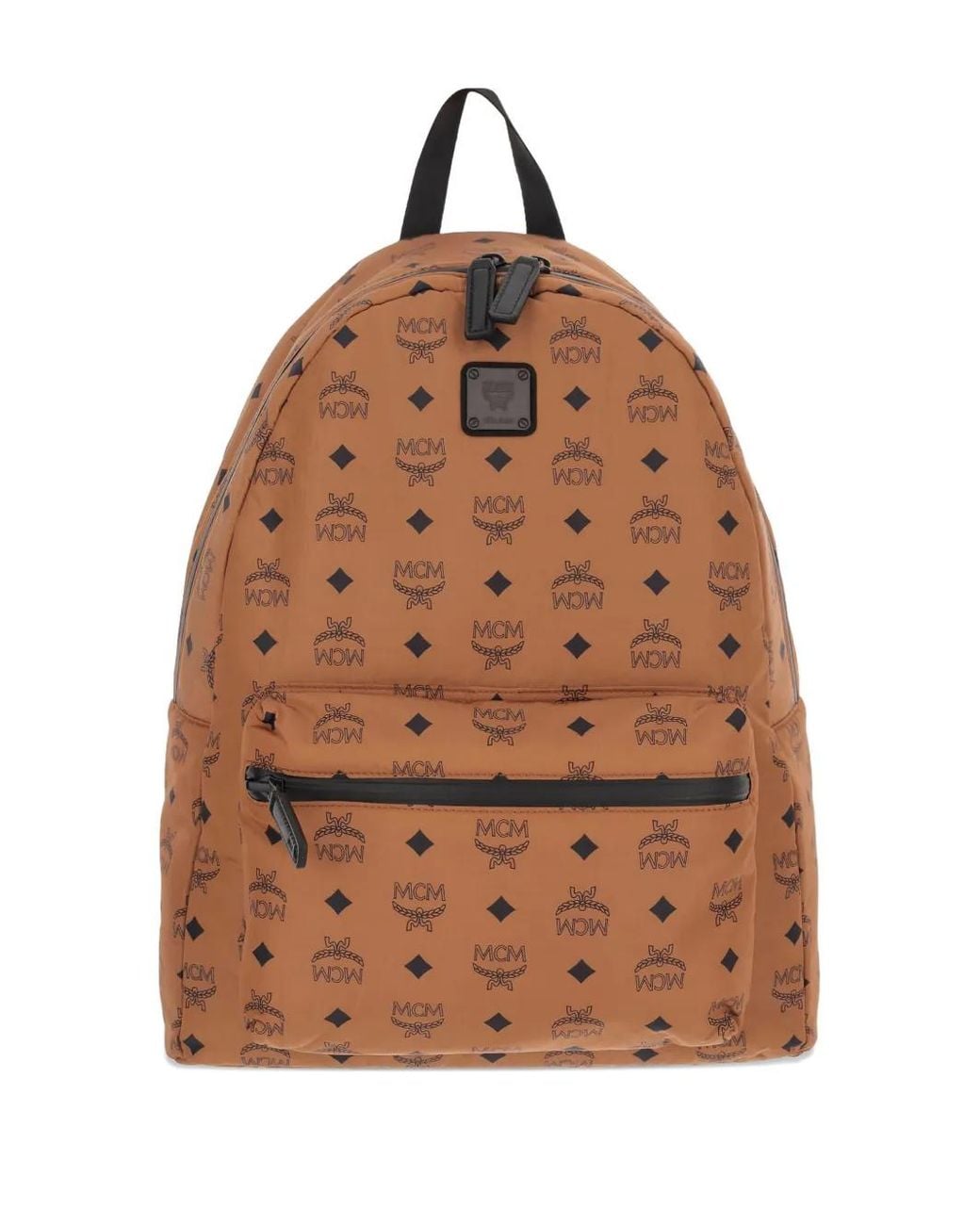 MCM Black Monogram-Pattern Backpack