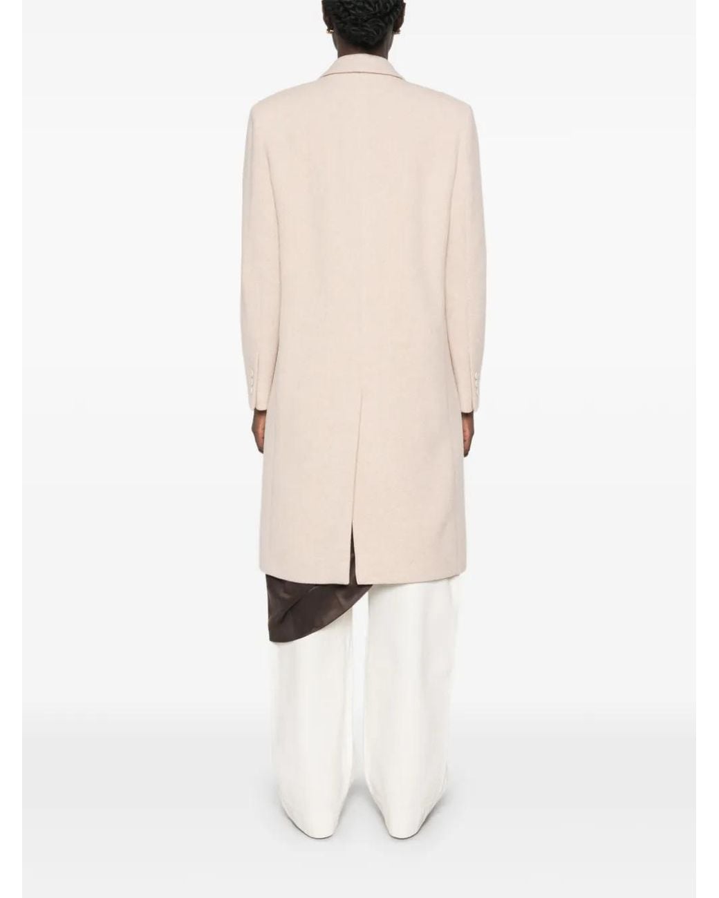 Lardini White Double-Breasted Notched-Lapel Wool Coat