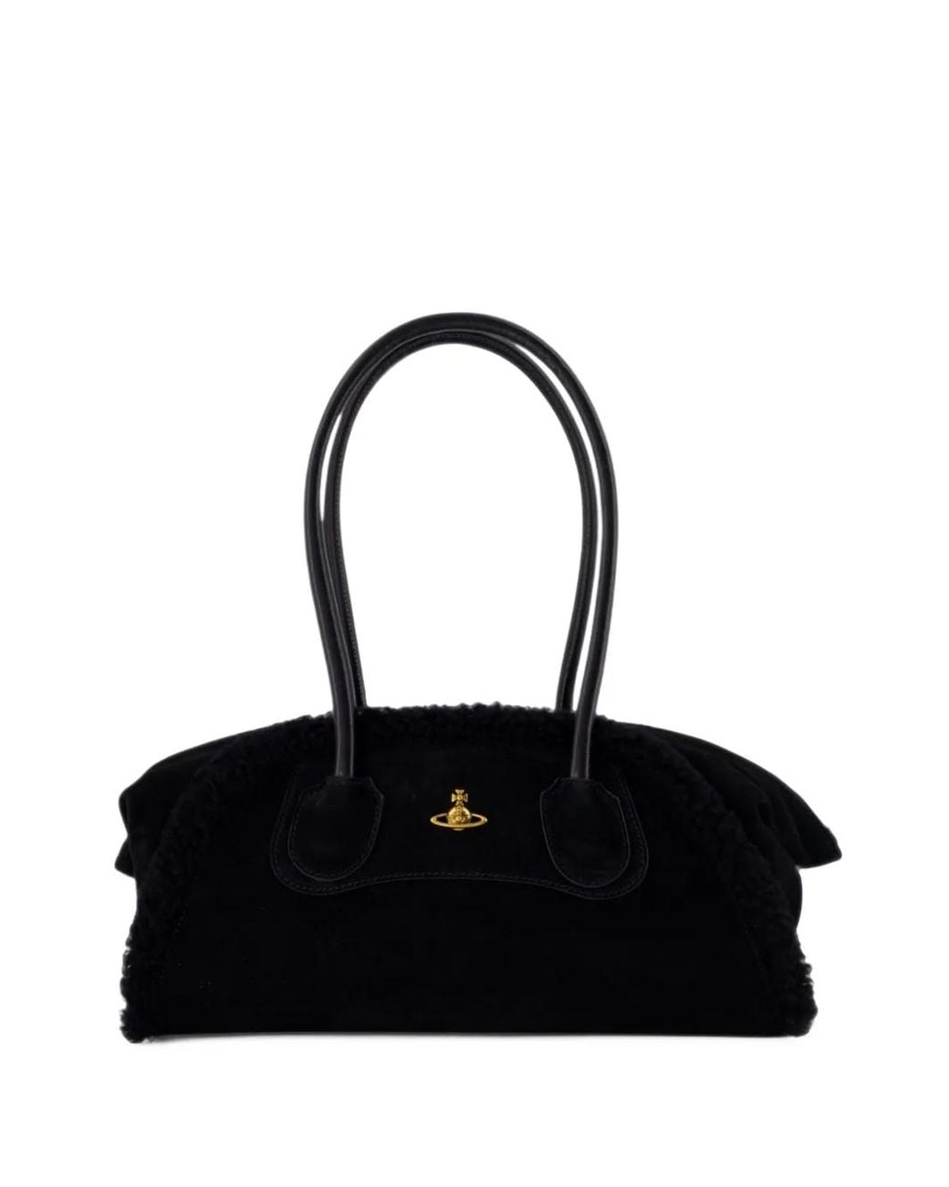 Vivienne Westwood Black Small Shirley Shearling Shoulder Bag