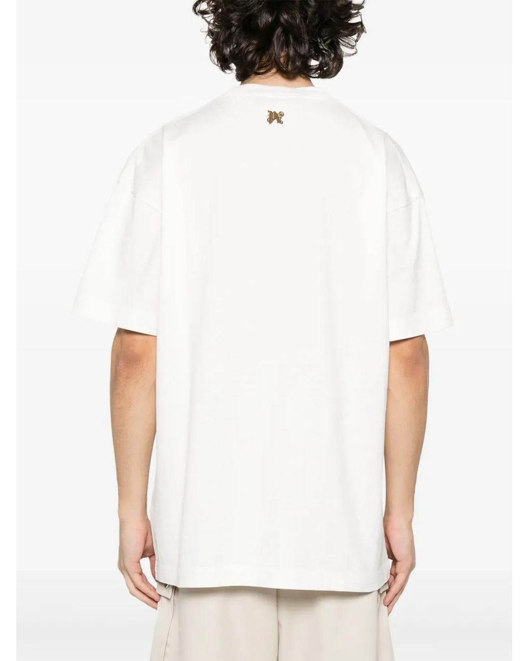 Palm Angels White Burning Pa-Print T-Shirt for men