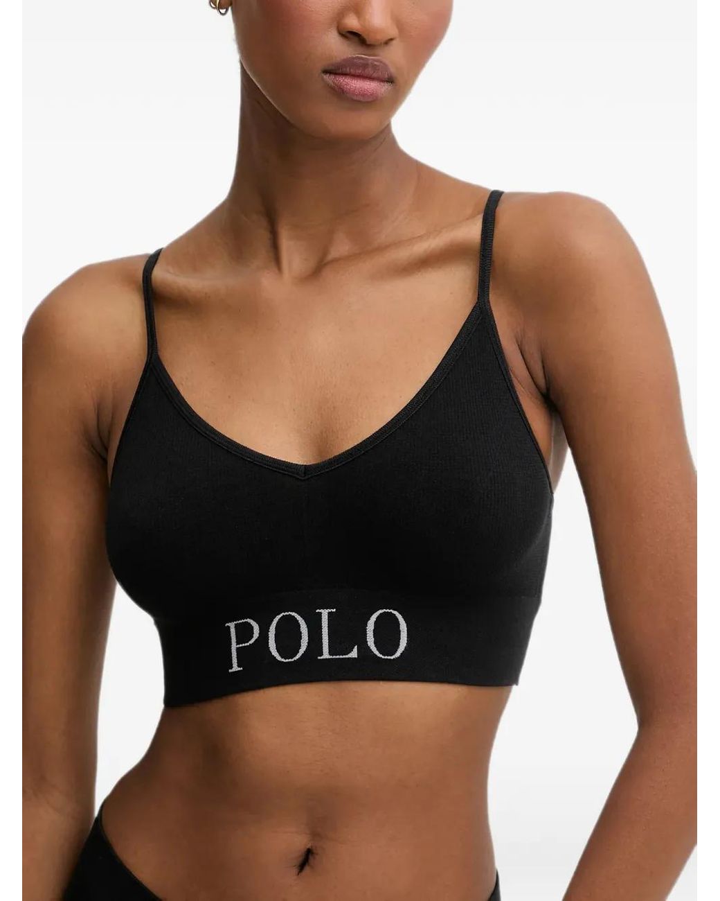 Polo Ralph Lauren Black Logo-Underband Ribbed Bra