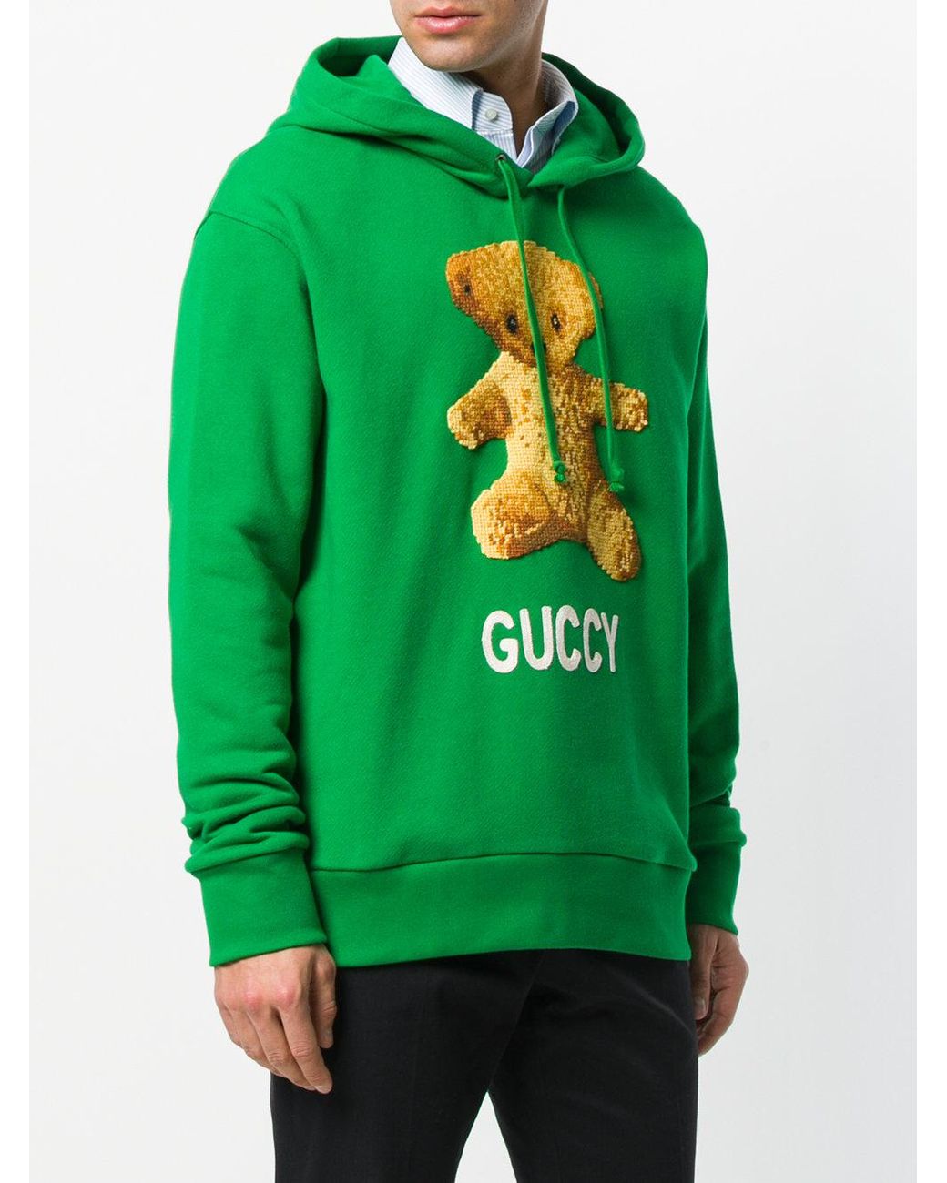 Norm Vestlig matron Gucci Embroidedered Teddy Bear Hoodie in Green for Men | Lyst