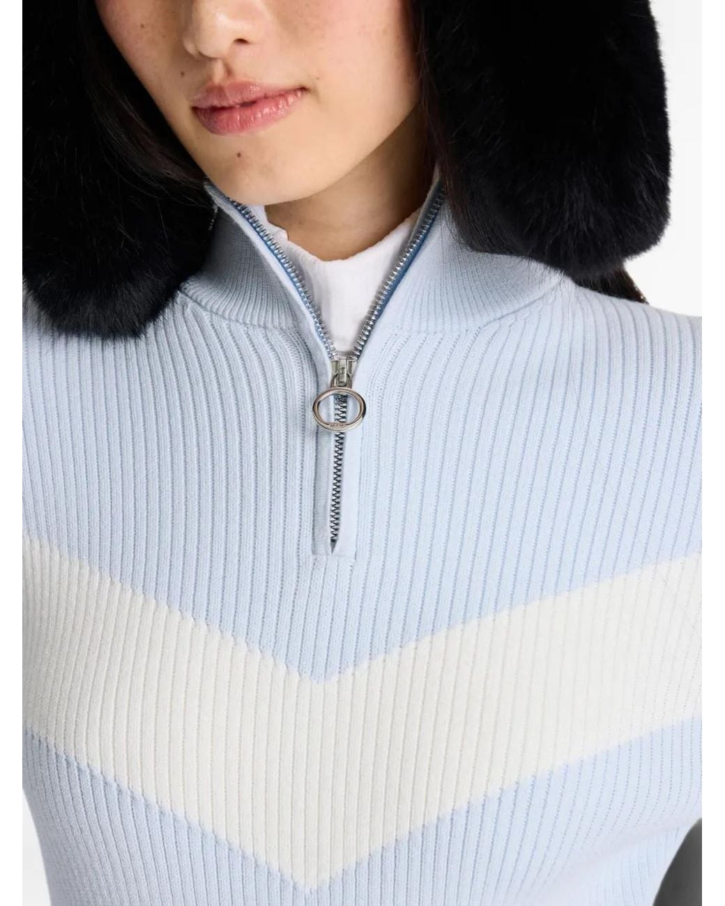 Fusalp Blue Andromède Chevron-Knit Sweater