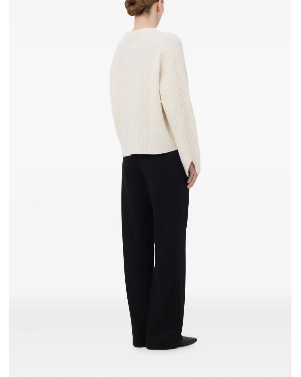 Loulou de Saison White Axel Ribbed Crew-Neck Sweater