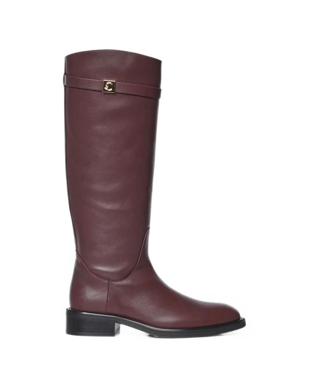 Coccinelle Purple Pansy Logo-Plaque Buckled Boots
