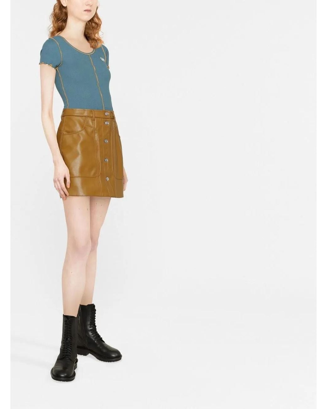 DIESEL Blue Exposed-Seam Cropped T-Shirt