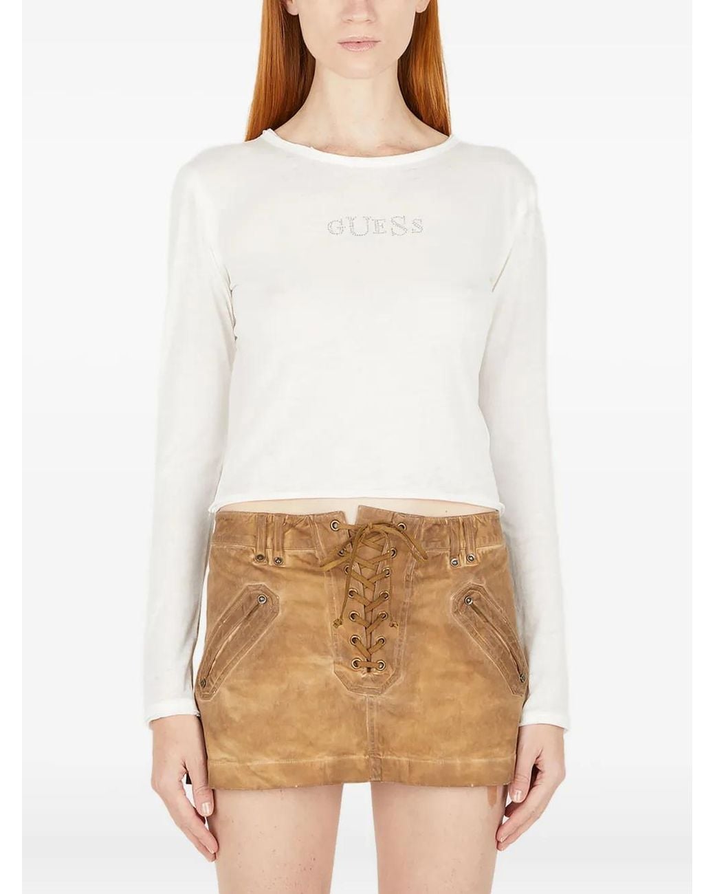 Guess White Logo-Appliqué T-Shirt