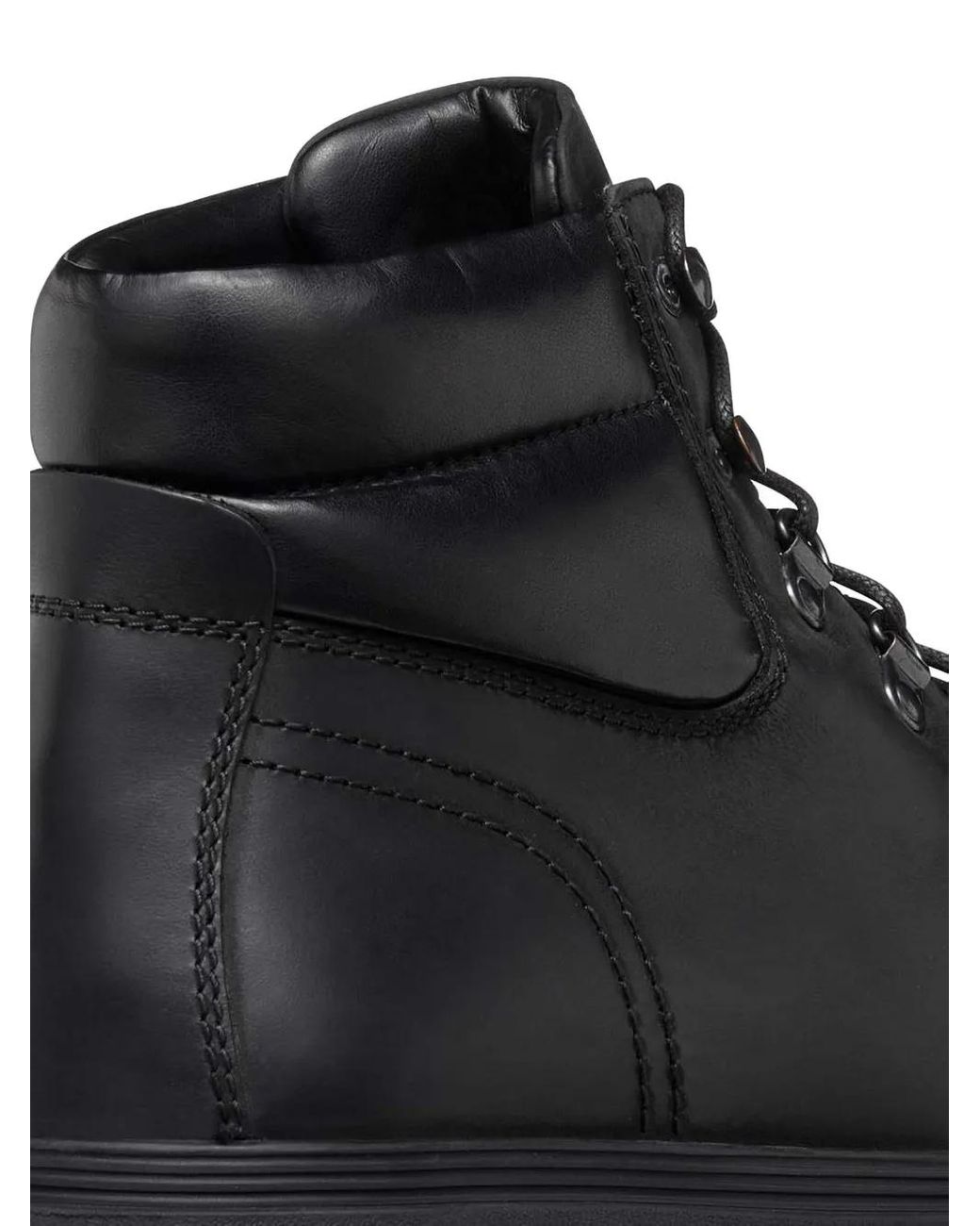 Geox Black Lace-Up Leather Boots for men