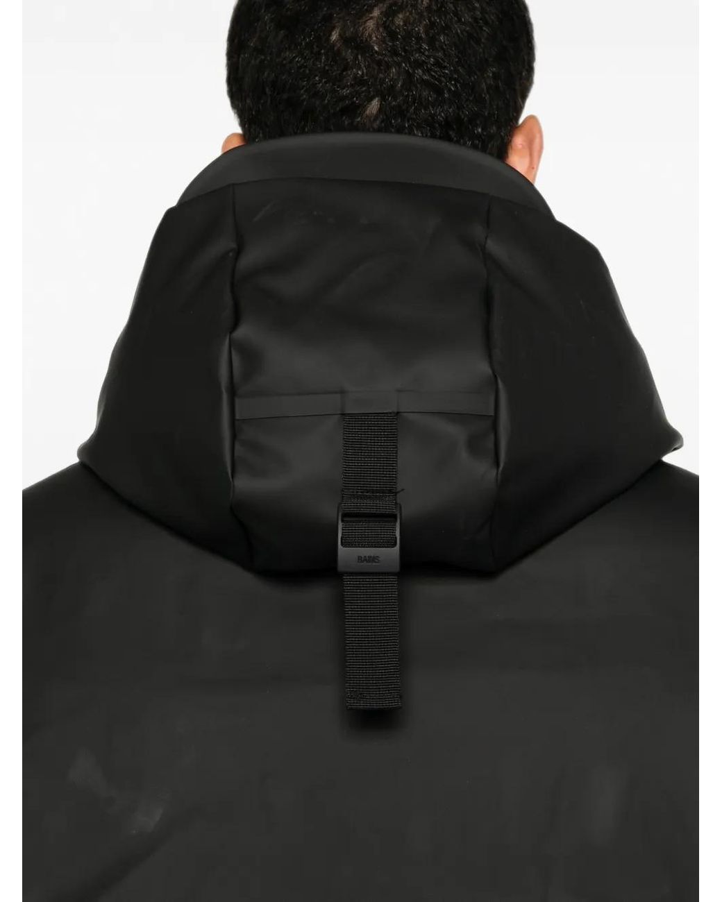 Rains Black Hooded-Padded Jacket for men