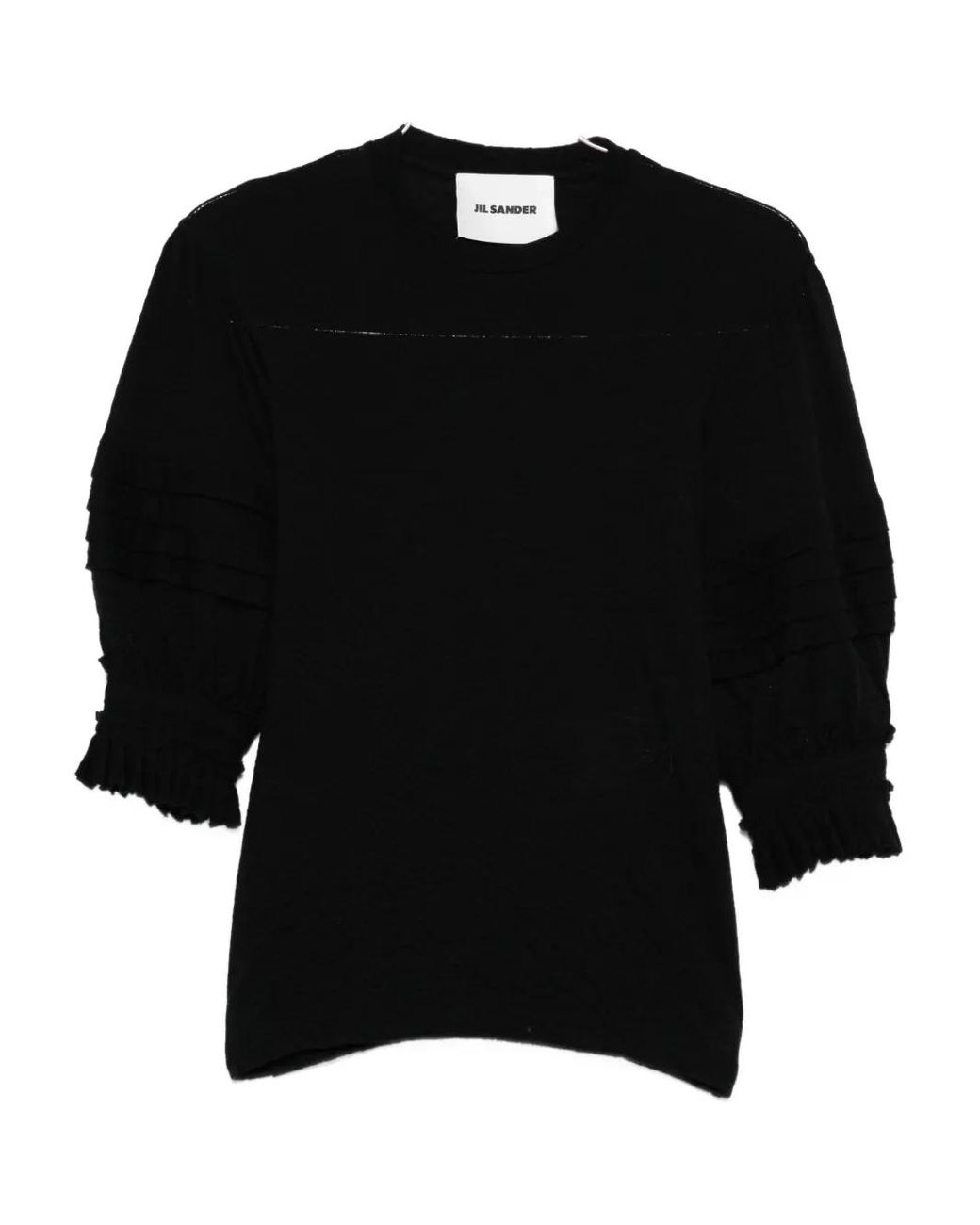 Jil Sander Black Pleated-Sleeve Top
