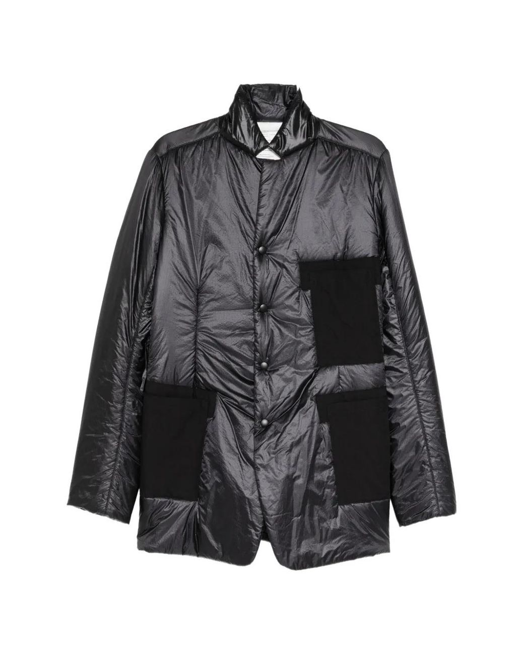 Nude:mm Black Patch-Pocket Puffer Jacket for men