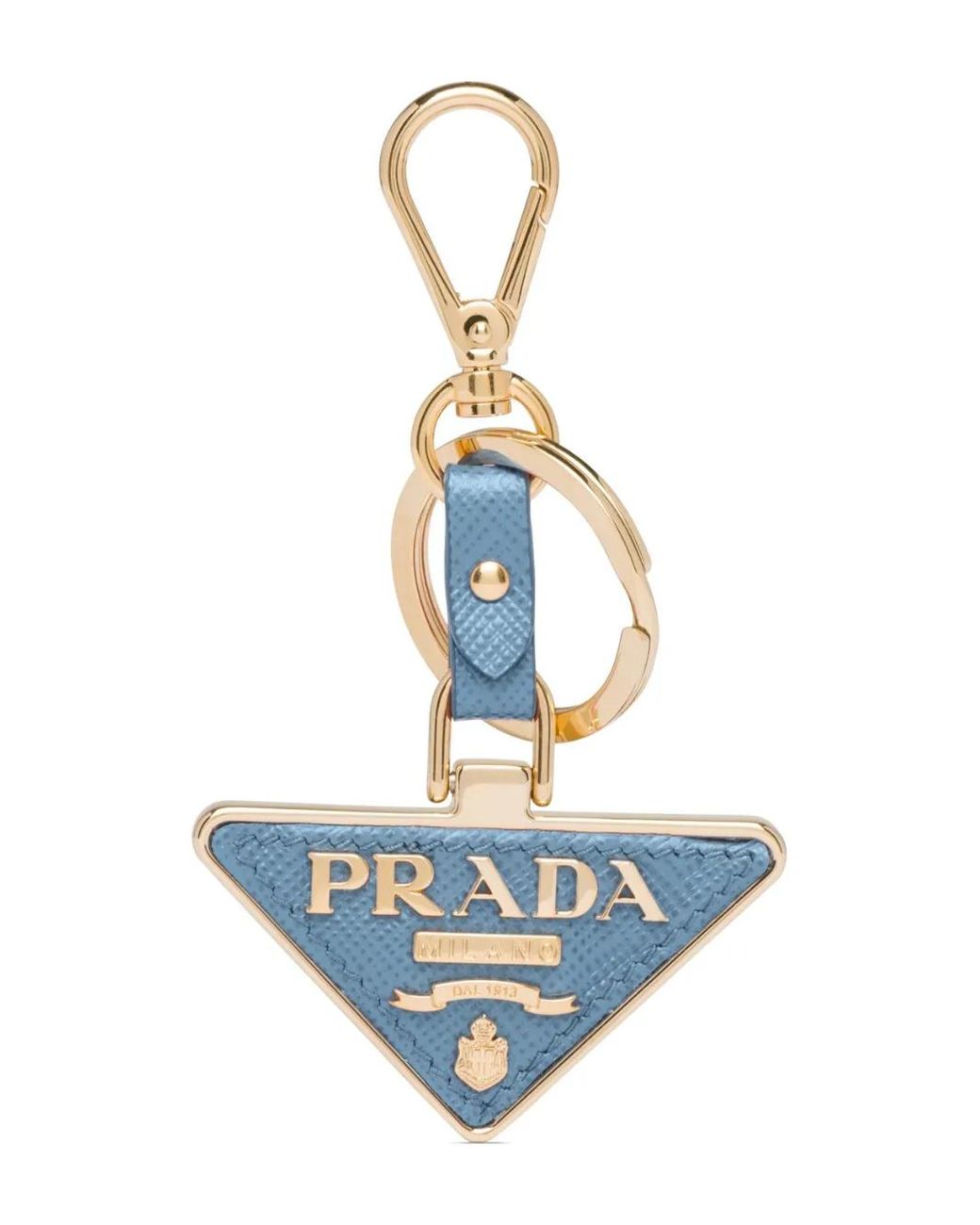 Prada Blue Saffiano Leather Keychain