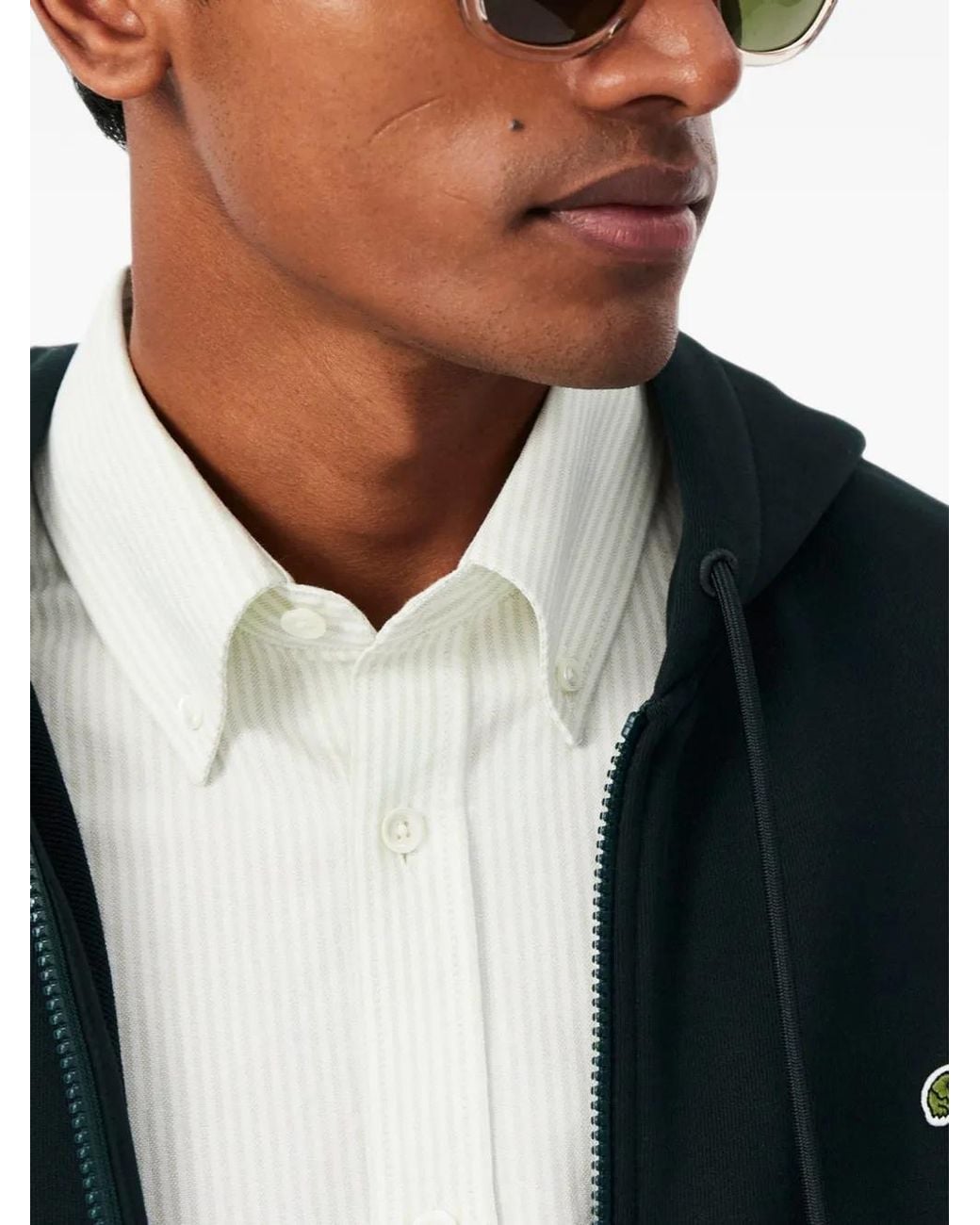 Lacoste Black Classic Fit Zip-Up Fleece Sweatshirt for men