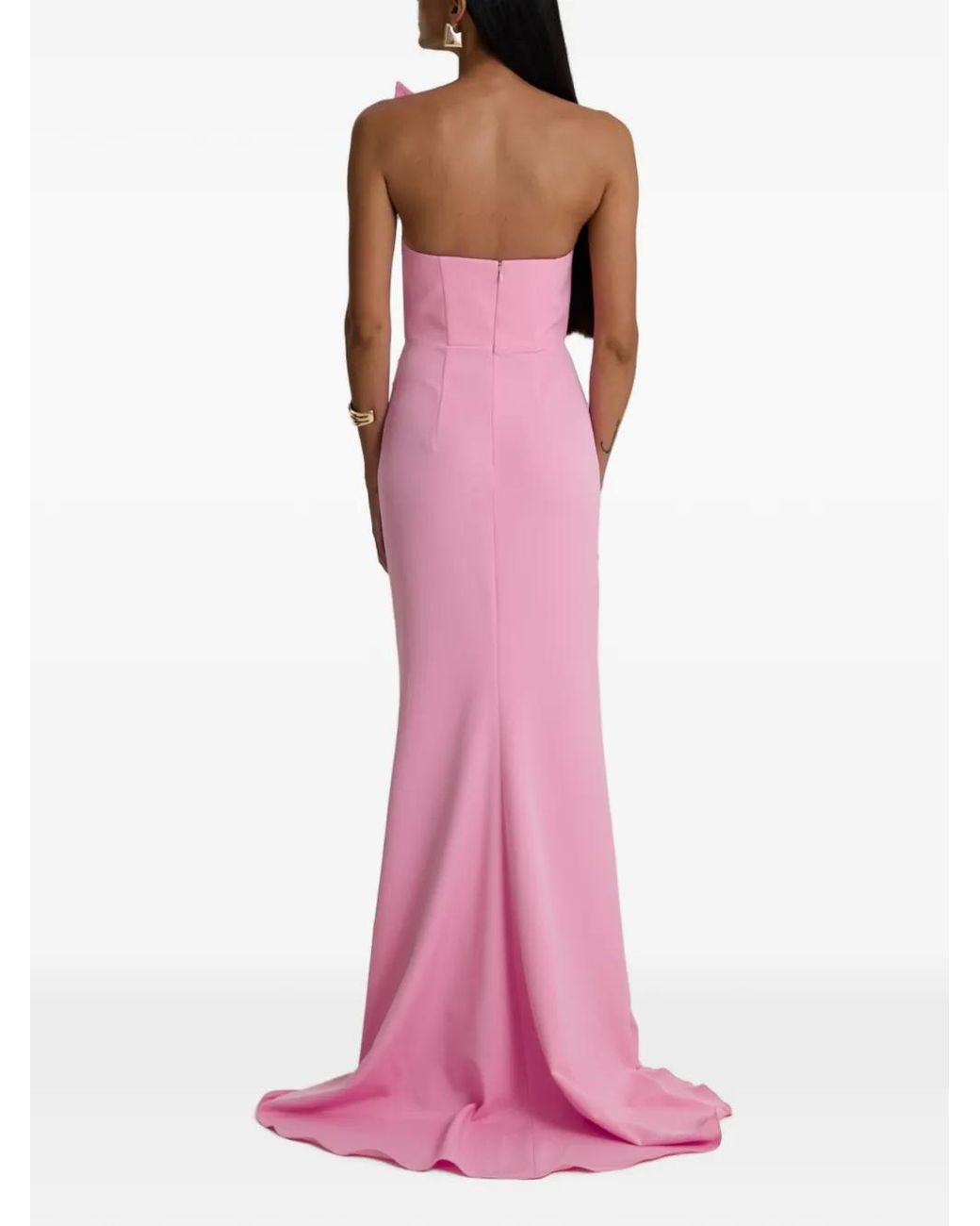 MOOS STUDIO Pink Rose Triangle One-Shoulder Maxi Dress